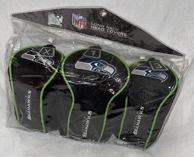 Paquete de 3 cubiertas para cabeza de club de golf Seattle Seahawks NFL negras y verdes - NUEVAS en bolsa Foto 1 de 4