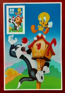 US 1998 32c Sylvester Tweety Imperforate Self-Adhesive Pane Scott 3205c XF 83-1 - Picture 1 of 2