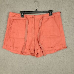Ann Taylor Loft Womens Size 12 Original Orange Linen Drawstring Zip Fly Shorts  