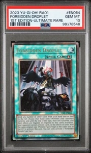PSA 10 Yugioh TCG 2023 Forbidden Droplet RA01 EN064 25th Ultimate Rare POP 1! - Picture 1 of 3