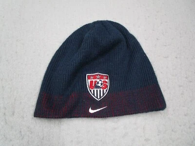 Nike USA Soccer Hat Mens One Size Blue Knit Beanie Acrylic Team Swoosh - Image 1 of 4