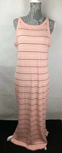 Nuevo Vestido de punto de costilla sin mangas rosa a rayas rosa (talla grande) H. - Imagen 1 de 4