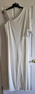 Women's Formal Off-the-Shoulder Ivory Jumpsuit with Rhinestone Accent Size 20 - Picture 1 of 6