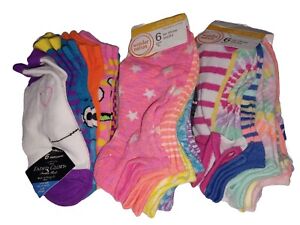 🌸 Girl's Fun Socks 18 Pair Silly Face 6 Pack New Nwt Ankle No Show Tie Dye Star