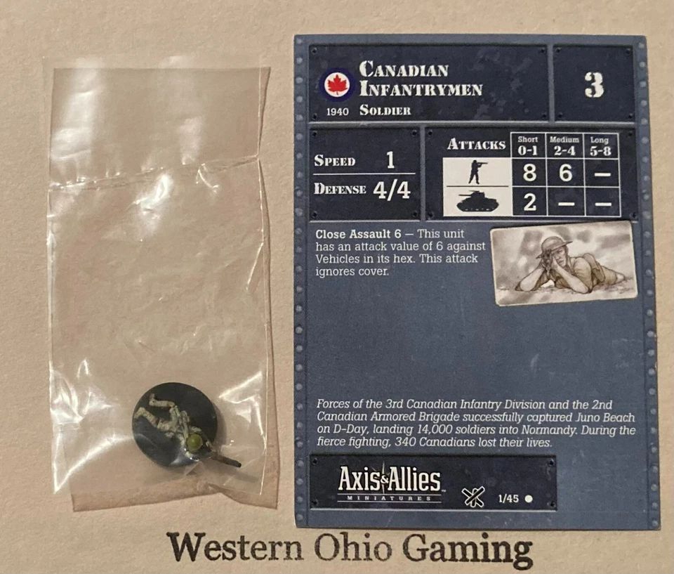 Axis & Allies Miniatures D-Day Canadian Infantrymen #1/45 NEW A&A Minis - Image 1 of 1