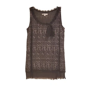 Cabi Top Womens Size Small (Style 552) Black Lace Floral Sleeveless Fringe VGUC  - Picture 1 of 6
