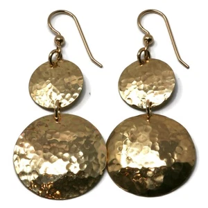 Brass Hammered Circle Earrings - Picture 1 of 6
