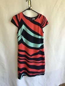 Julian Taylor NY Sz 4 Multicolor Line Sheath Cap Sleeves 100% Polyester PERFECT - Picture 1 of 5