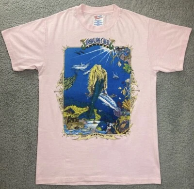 Vtg Mermaid Aquatic Sea Oceanic Marine Life Single Stitch T-Shirt M USA Hanes - Image 1 of 4