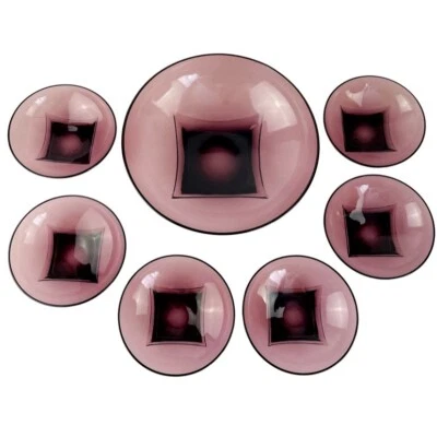 Vintage Hazel Atlas Moroccan Amethyst Salad Serving Bowl Set 7 Mid Century MCM - Image 1 of 4