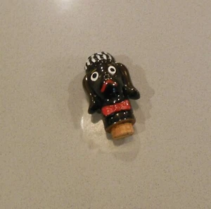 Vintage Cork Stopper Bottle Top Dog Dachshund Hand-painted Ceramic - Picture 1 of 5