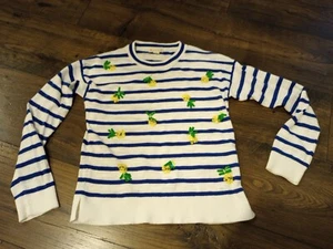 Crewcuts J Crew Girls White Sweater Size 10 Pullover Green Bows Sequins - Picture 1 of 7