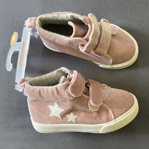 Toddler Girl Size 8 Gymboree Pink Velvet Star Touch Fastener Hightop Sneaker
