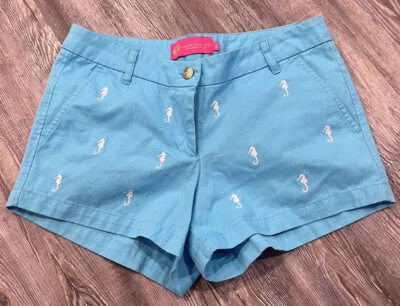 Женские шорты Macbeth Collection синие морской конек с вышивкой 100% хлопок размер S - Изображение 1 из 4
