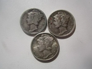 3x UNITED STATES US MERCURY DIME - Imagen 1 de 2