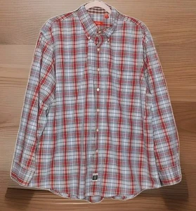 IZOD Heritage Tartan Mens Shirt Size XL Light Blue Long Sleeve Button Down Plaid - Picture 1 of 4