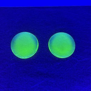 2 Vaseline Glass Lucky Stones. (#16) - Picture 1 of 9