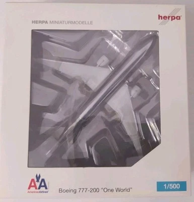 Herpa Wings American Airlines B777/200 ONE WORLD 1:500 NG New Rare LIMITED - Immagine 1 di 4