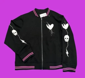 LoveSick Bomber Jacket Womens 2X Black Heart Skull Lightning Torrid NWT Goth - Picture 1 of 7