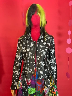Vintage-Inspired Michael Kors Floral Unique Faux Leather Moto Jacket – XS - Image 1 of 4