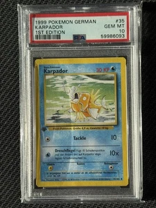 PSA 10 KARPADOR 35 MAGIKARP BASE SET GERMAN 1ST EDITION POKEMON GEM MINT - Picture 1 of 2