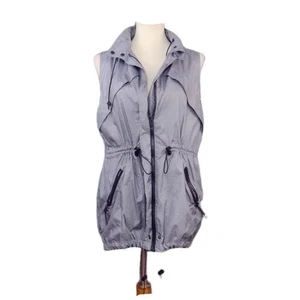 Lou and Gray Utility Cargo Vest Gray Drawstring Hooded Lined Pockets Full Zip XS - Picture 1 of 13