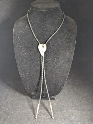 Corbata Bolo de plata de ley piedra de ónix vintage Foto 1 de 4