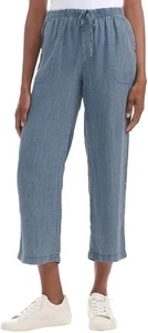 Splendid Womens Cropped Wide Leg Drawstring Pant, Blue, XL - Picture 1 of 3