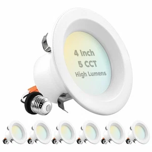 Luxrite 4 Inch LED Recessed Light 14W 5 Color Option Dimmable ETL 6-Pack - Picture 1 of 7