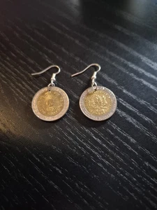 Ohrringe Münze Argentinien 1 Peso Sonne Bicolor - Bild 1 von 2