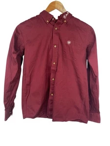 Ariat Red Long Sleeve Button Up Western Shirt Boys Large 14-16 (2931) - Picture 1 of 6
