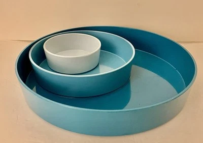 Target Summer 2012 Melamime Chip and Dip Set of 3 Nested Aqua Blue Bowl Retro - Image 1 of 4