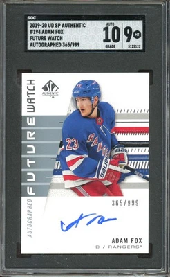 2019-20 SP Authentic #194 Adam Fox Future Watch Auto #/999 SGC 9 - Image 1 of 2