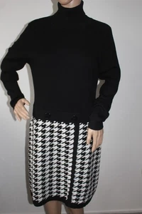 Phase Eight Milania Dogtooth Strick Pullover Kleid schwarz Mix Rollkragen Gr 14 - Bild 1 von 12