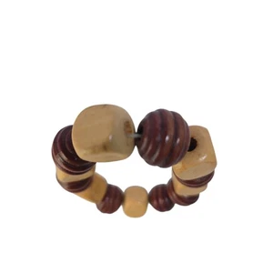 Wooden Beaded Stretch Bracelet Natural Wood Brown Bead Boho Hippie Casual - Picture 1 of 5