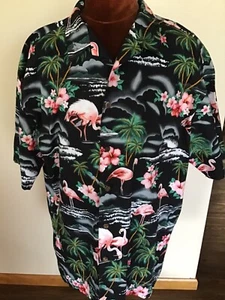 Camisa Aloha Hawaiana RJC Para Hombre Palmeras Flamenco Hibisco Algodón Hecha en EE. UU. 3XL - Imagen 1 de 7