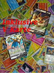 100 Pokemon Karten Mit V Karte Deutsch Sammlung mit mind. 4 Holos Glitzerkarten - Picture 1 of 1
