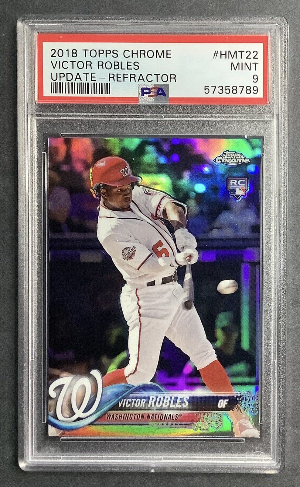2018 topps chrome update #hmt22 victor robles rc; rookie refractor /250 PSA 9 💥