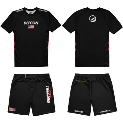 Shoyoroll Defcon x Shoyoroll Rash Guard SS y Entrenamiento Pantalones Cortos Ajustados JiuJitsu Conjunto Foto 1 de 4