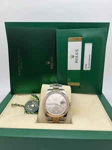 Rolex Datejust 41mm 126301 18K Everose Steel Silver Sundust Dial Box Papers - Picture 1 of 8