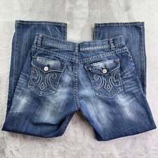 Mek Dnm Mens Jeans 40x34 (39x32) Boot Cut Button Fly Whiskering Distressed