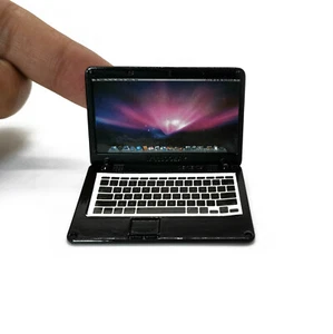 Dollhouse Laptop NoteBook Computer 1:6 Scale Miniature Decor Accessory Black - Picture 1 of 3