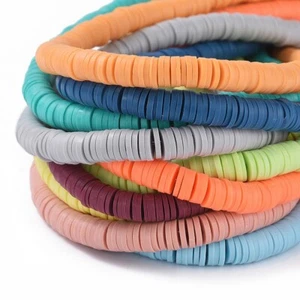 1-10 Stränge Heishi Scheiben Perlen 6 mm 380-400 Stück Weiß Blau Grün Lila Rosa - Bild 1 von 21