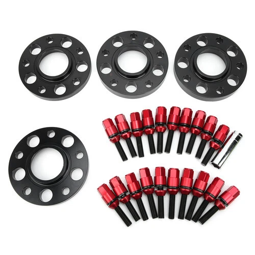 4Pcs 15mm 5x120 72.56mm Hub Centric Wheel Spacers & 20Pcs Cone bolt W/sleeve Red - Image 1 of 4