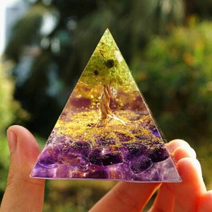 Amethyst Crystal Healing Pyramid Chakra Energy Orgone Stone Ornaments - Picture 1 of 6