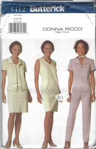 Butterick Sewing Pattern Donna Ricco 5412, Jacket, Dress, Pants Size 6-10, Uncut - Picture 1 of 2