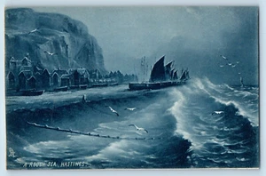 Sussex England Postcard Rough Sea Hastings c1910 Sapphire Series Tuck Art - Picture 1 of 2