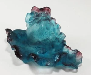 DAUM BACCHUS PATE DE VERRE GLASS FLOWER LEAF FACE COUPELLE BOWL TRINKET DISH - Picture 1 of 5