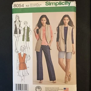 Simplicity 8054 Lined Vests Knit Top Sewing Pattern Misses Size 8 10 12 14 16 - Picture 1 of 2
