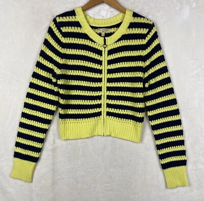 Y2k Princess VW Cardigan Sweater Womens XLarge Yellow Blue Striped Full Zip - Image 1 of 4